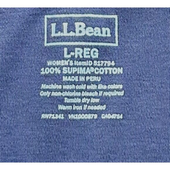 L.L.Bean 100% Supima Cotton Navy Casual Preppy Top Minimalist Timeless Basics L - Picture 3 of 4